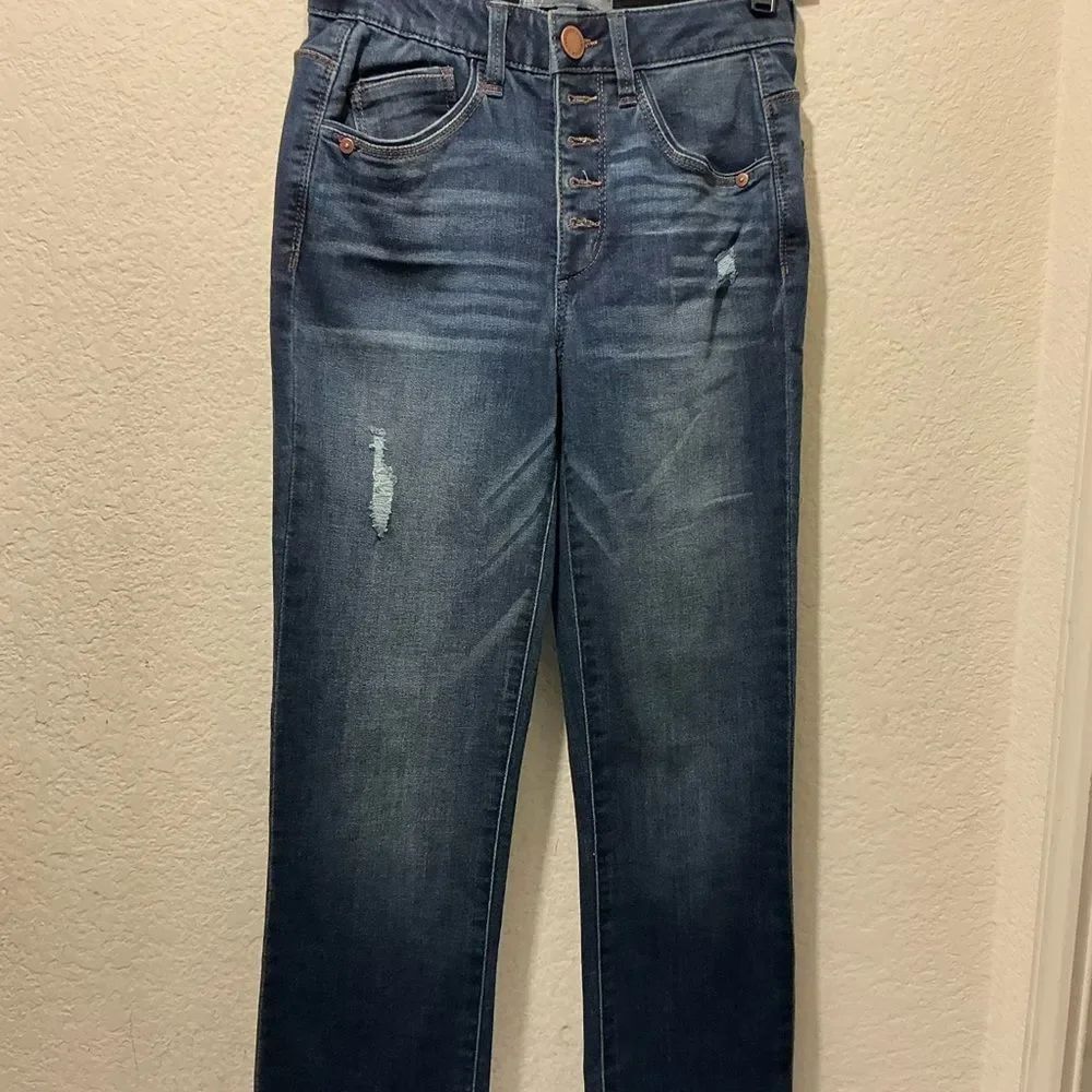Wit & Wisdom “Ab”solution High Rise cropped button fly Boot Jeans size00 - Picture 2 of 8